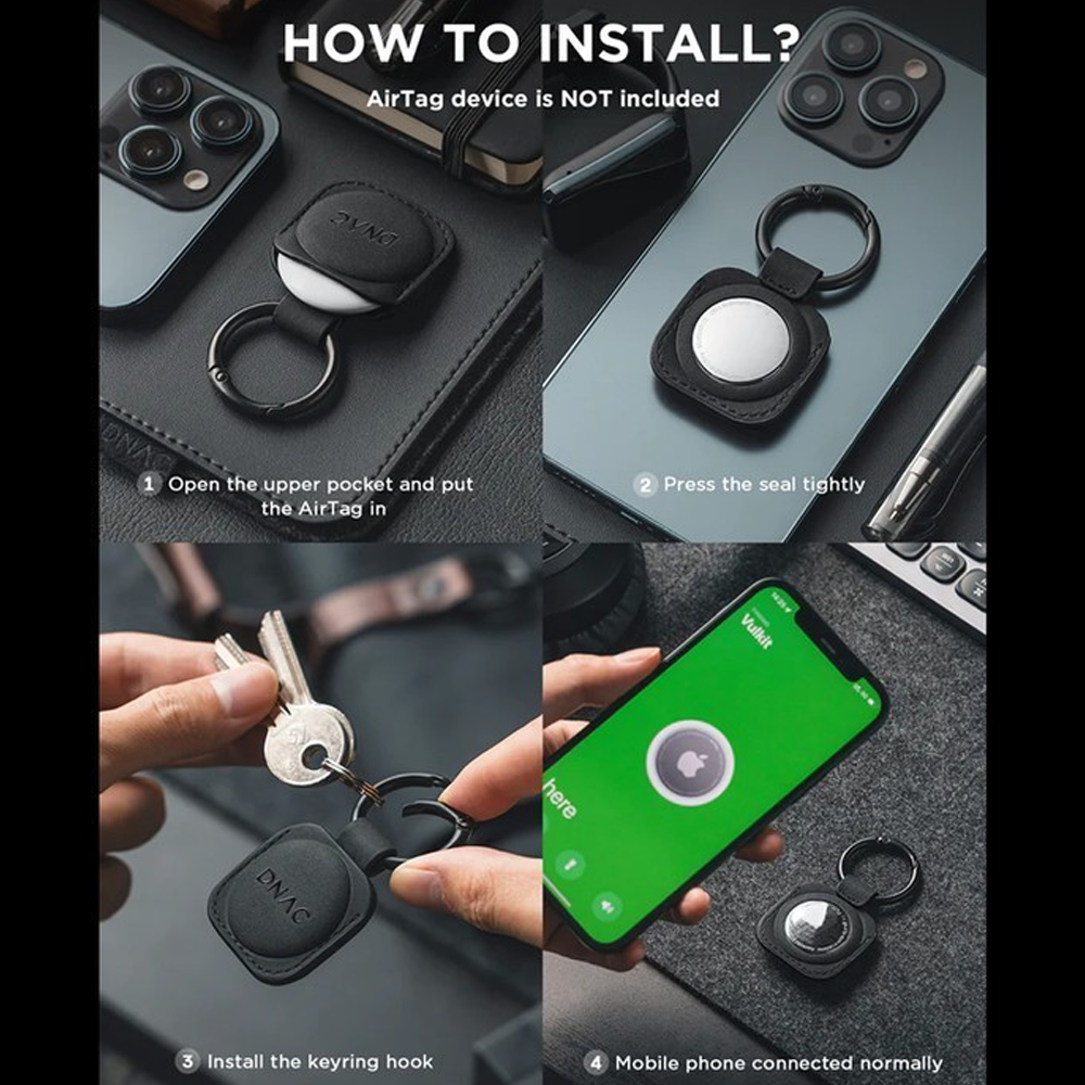 DNAC AirTag Case Apple Air Tag with Keychain Leather AirTags