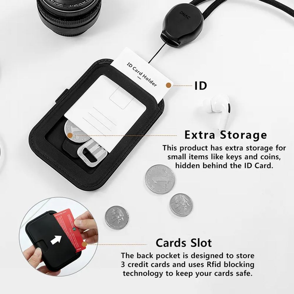 DNAC ID Card Holder and Card Slots with Ribbon Lanyard