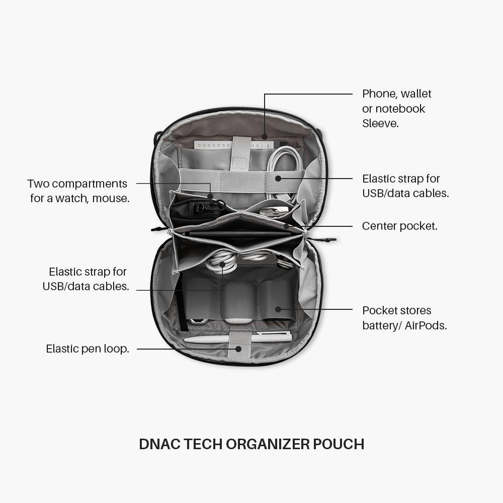 DNAC Tech Organizer Pouch / Travel Pouch / Case - Black