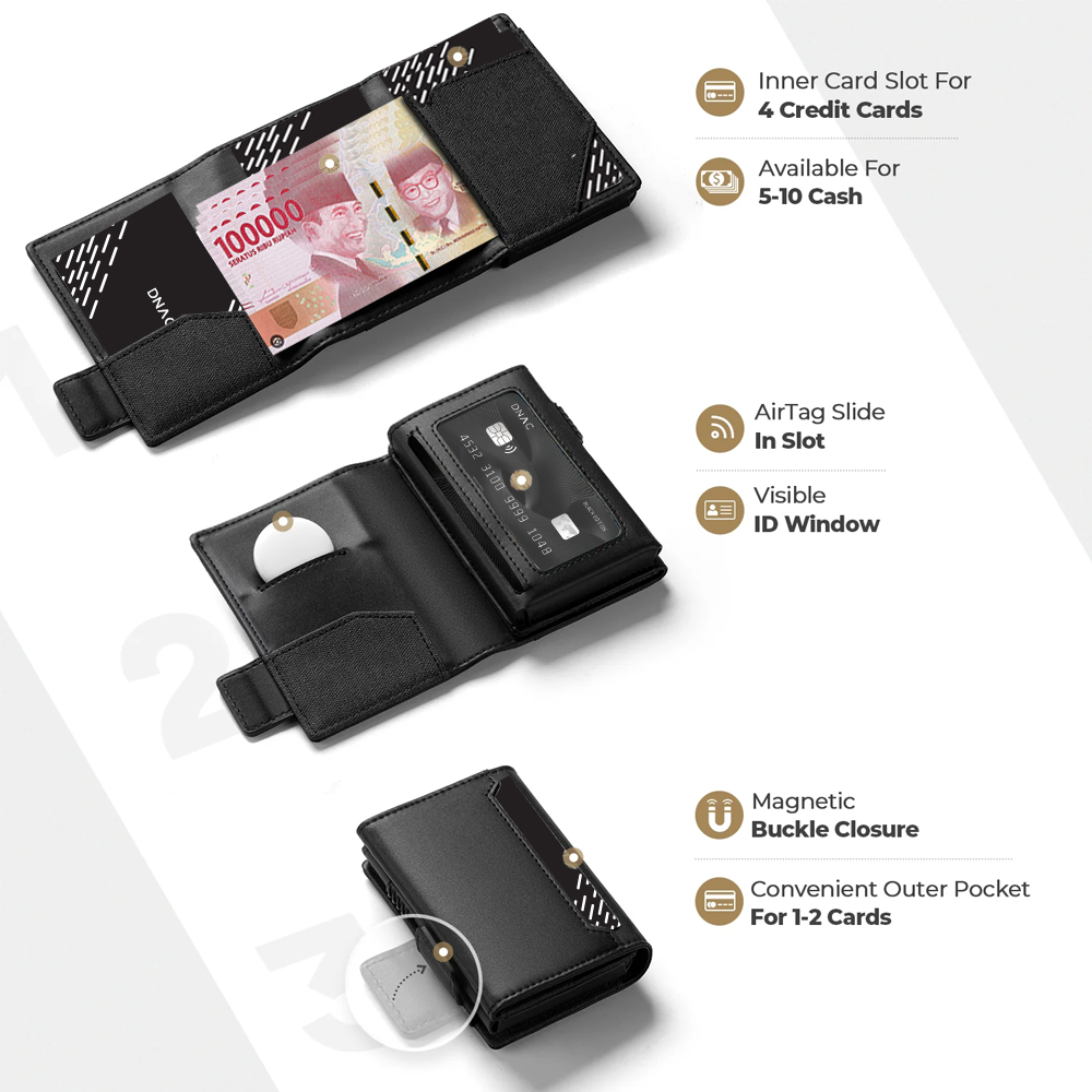 DNAC Mini Wallet Card Holder RFID with Airtag Case