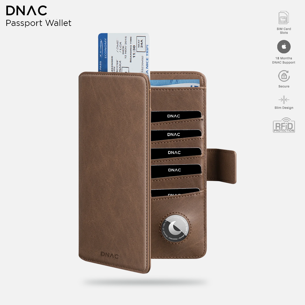 DNAC Passport Wallet with Airtag Case