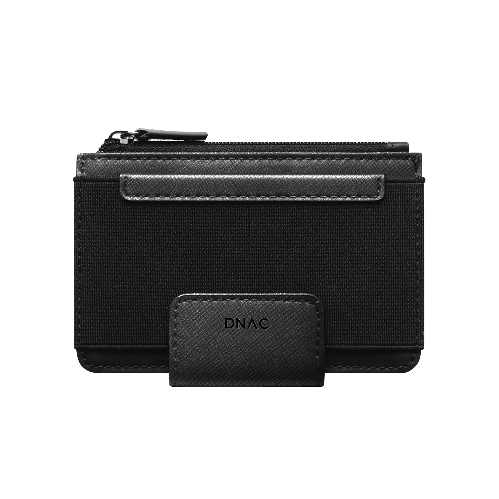 DNAC Bifold Wallet with Zipper Pocket and Elastic Card Slot