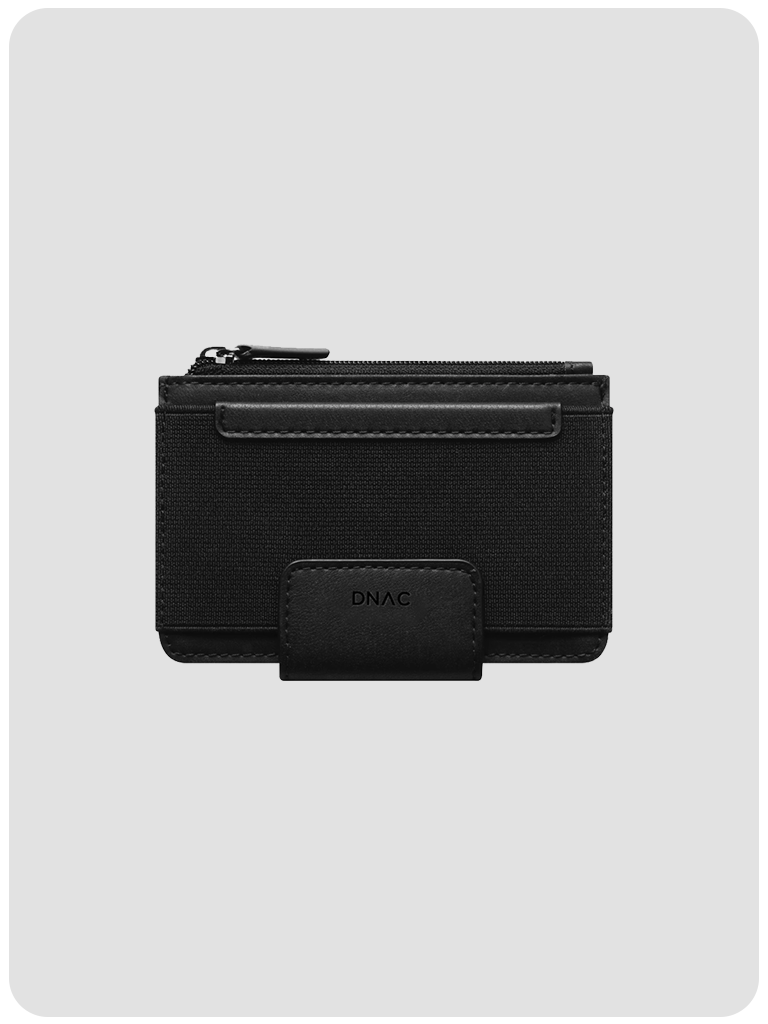 DNAC Bifold Wallet with Zipper Pocket and Elastic Card Slot
