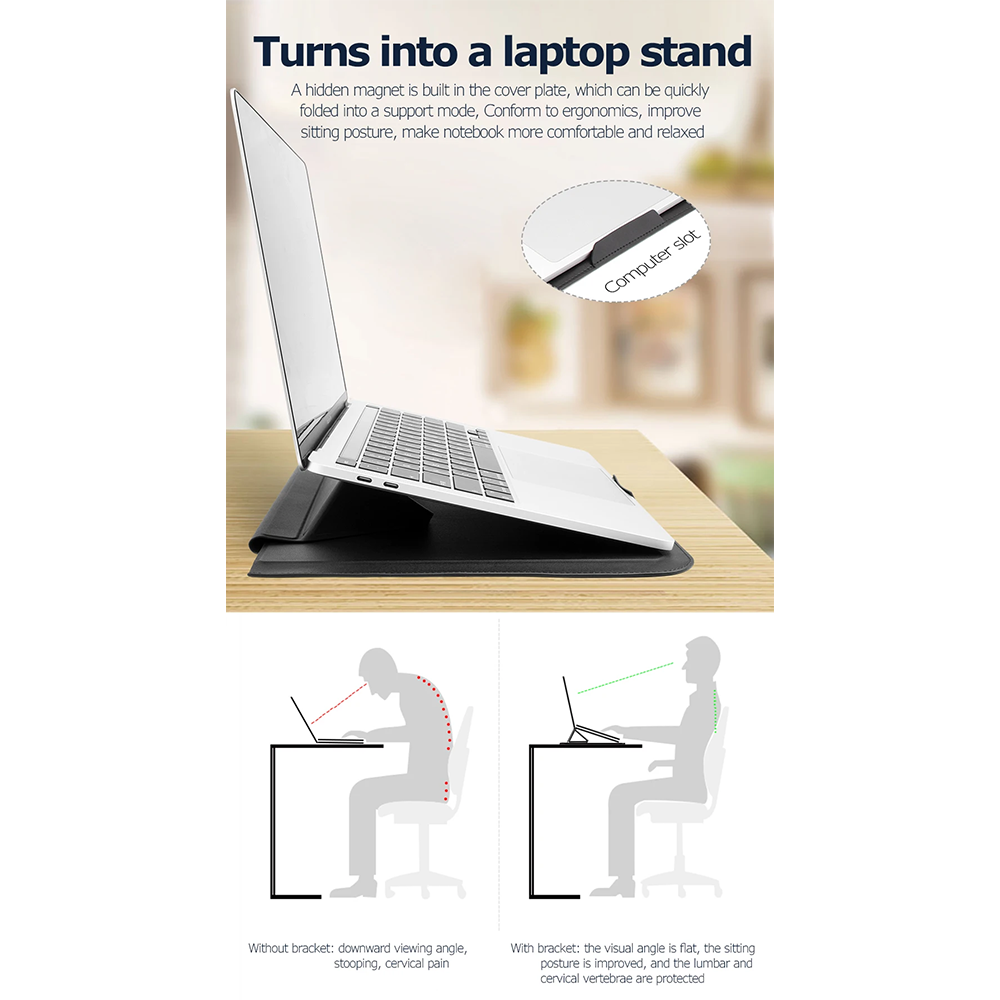 DNAC Carry Sleeve Tas Laptop Case 14 Inch with Magnetic Stand Laptop